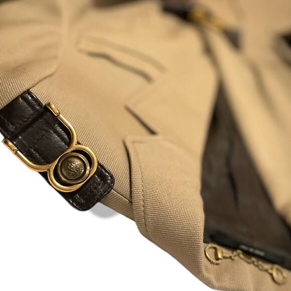 GUCCI Military Inspired Beige Canvas Jacket with Horse-bit Motif Accents - Picture 10 of 14